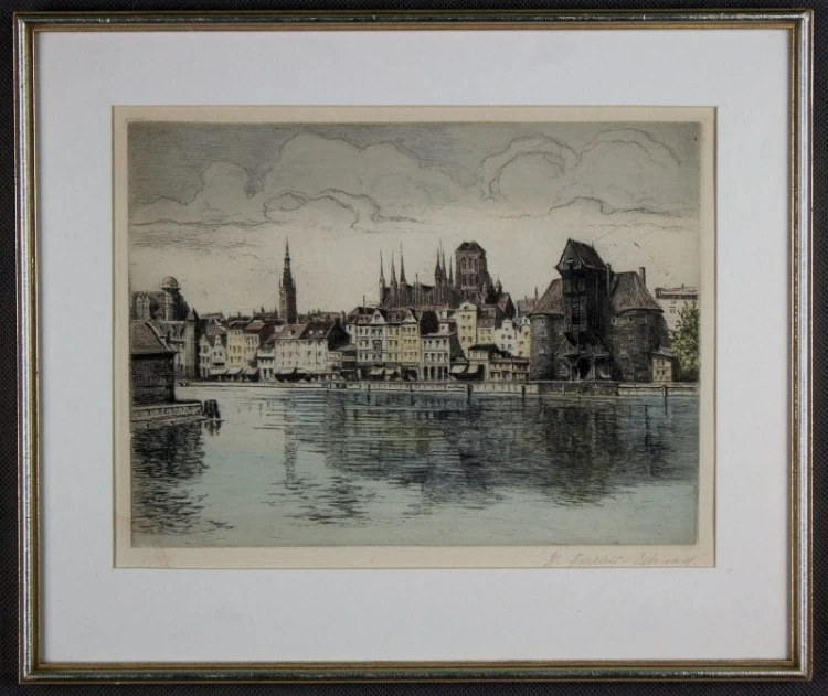 Gdańsk grafika Helma Fischer Oels akwaforta