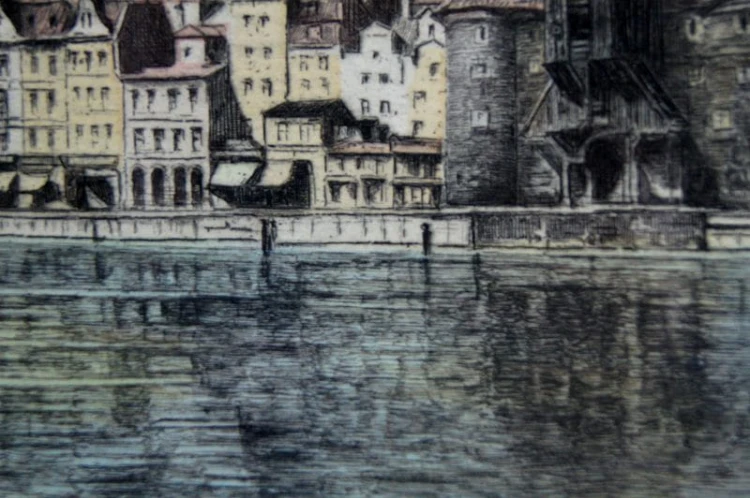 Gdańsk grafika Helma Fischer Oels akwaforta