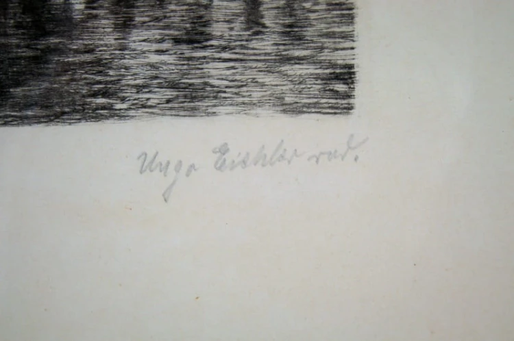 Gdański spichlerz grafika akwaforta Hugo Eichler
