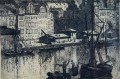 Widok na Frankfurt grafika artystyczna Reinhold Werner
