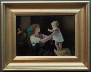 Matka z dzieckiem ujmujący scena na desce