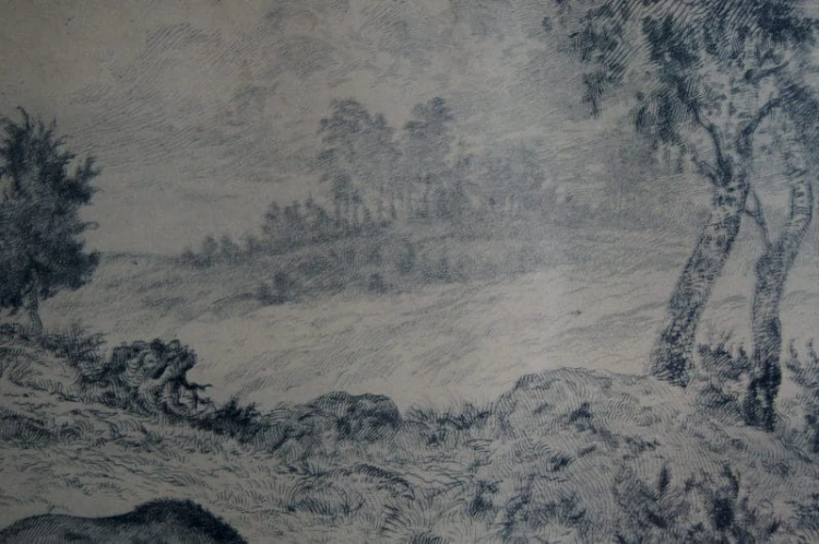Akwaforta stado łosi grafika Axel Osterberg 1928 rok
