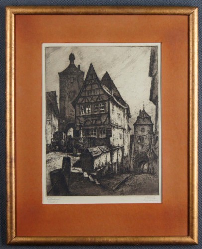 Rothenburg dekoracyjna grafika akwaforta Willi Foerster