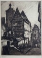 Rothenburg dekoracyjna grafika akwaforta Willi Foerster