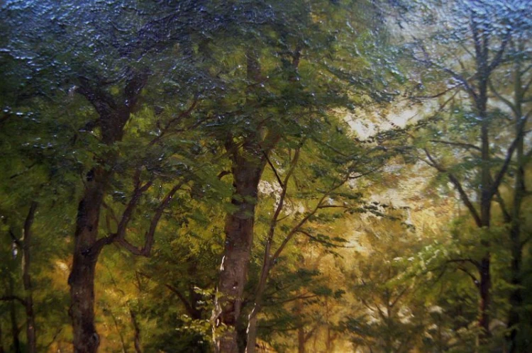Pejzaż leśny z sarnami Fritz Carl Werner Ebel Unikat 1886