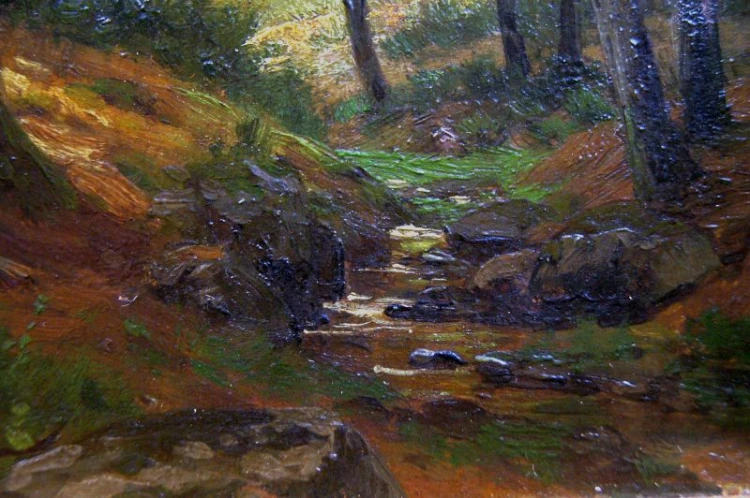 Pejzaż leśny z sarnami Fritz Carl Werner Ebel Unikat 1886