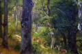 Pejzaż leśny z sarnami Fritz Carl Werner Ebel Unikat 1886