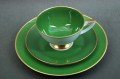 Porcelana Tettau zielone śniadaniowe trio