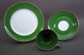 Porcelana Tettau zielone śniadaniowe trio