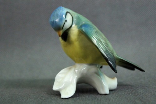 Kolorowa sikorka porcelana Karl Ens Volkstedt