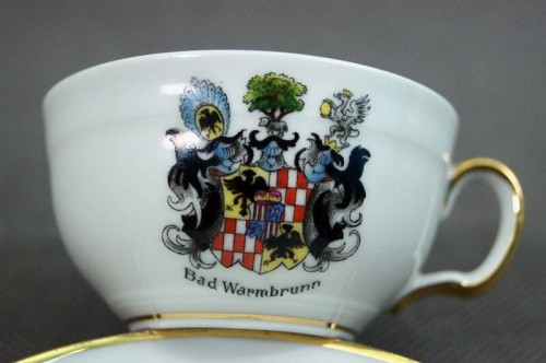 Bad Warmbrunn herb Schaffgotsch porcelanowa filiżanka