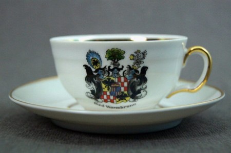 Bad Warmbrunn herb Schaffgotsch porcelanowa filiżanka