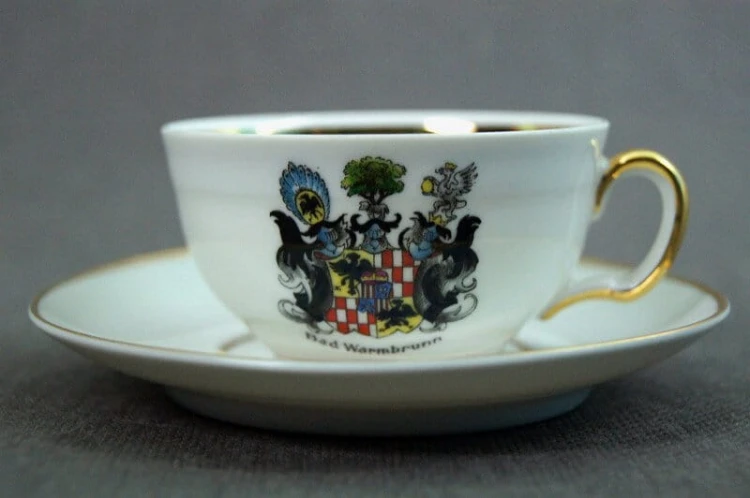 Bad Warmbrunn herb Schaffgotsch porcelanowa filiżanka
