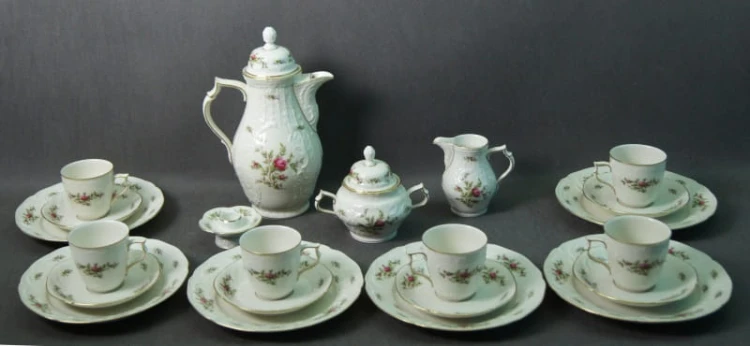 Ecru serwis do kawy 6 osób Rosenthal Sanssouci Moosrose
