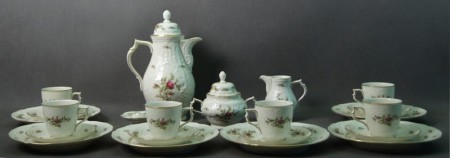 Ecru serwis do kawy 6 osób Rosenthal Sanssouci Moosrose