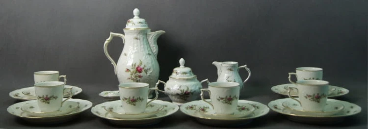Ecru serwis do kawy 6 osób Rosenthal Sanssouci Moosrose