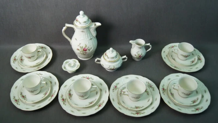 Ecru serwis do kawy 6 osób Rosenthal Sanssouci Moosrose