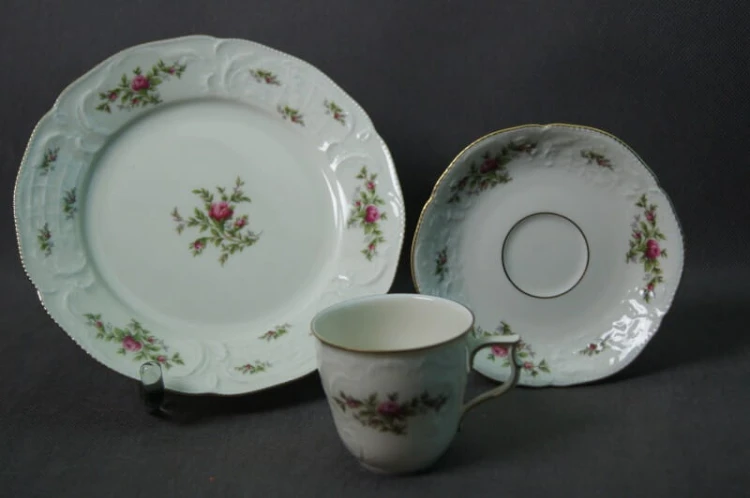 Ecru serwis do kawy 6 osób Rosenthal Sanssouci Moosrose