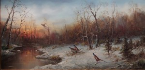 Stado bażantów obraz animalistyczny Lothar Klein Polecam