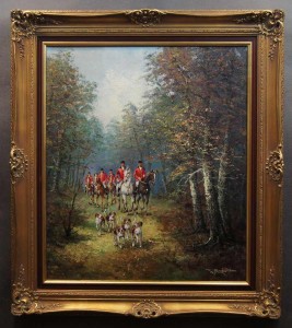 Na polowaniu barwny niemiecki obraz Theo Beckmann