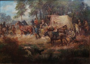 Tabor wojskowy wojna 30 letnia olbrzymi obraz  Max Ohmayer