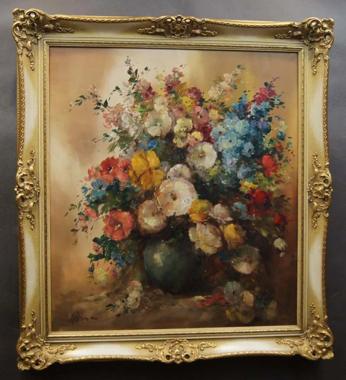 Pałacowy obraz Louisa Medina ogrodowe barwne kwiaty