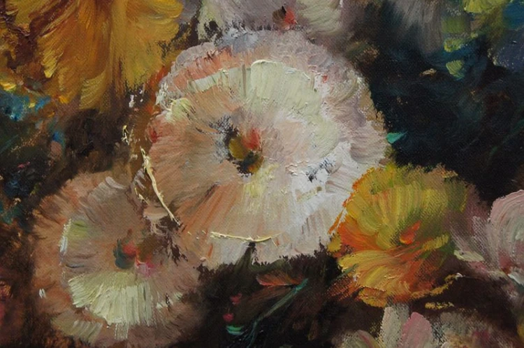 Pałacowy obraz Louisa Medina ogrodowe barwne kwiaty