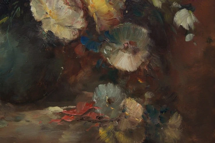 Pałacowy obraz Louisa Medina ogrodowe barwne kwiaty