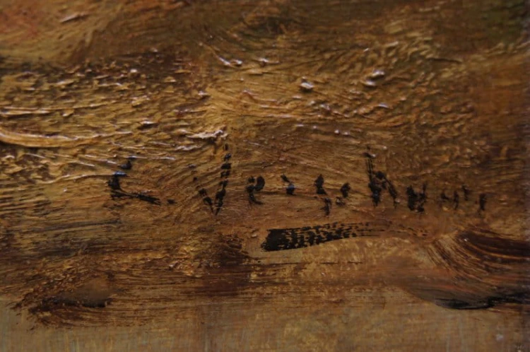 Cornelis Wouter Bouter pejzaż z owcami Holenderski stary obraz