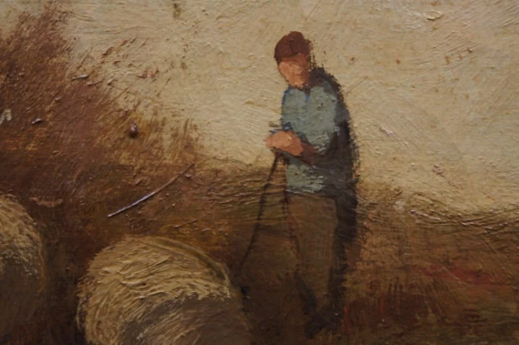 Cornelis Wouter Bouter pejzaż z owcami Holenderski stary obraz