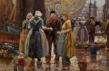 Holenderski targ kwiatowy w Amsterdamie R. Hornemann wysokiej klasy malarstwo