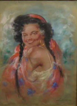 Barwny pastel Portret zalotnej włoszki