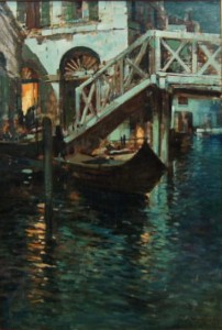 Wenecja nocą cenny obraz olejny Felice Giordano