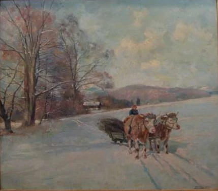Paul John Walch Zwózka drewna zimą 1935 Polecam!!!