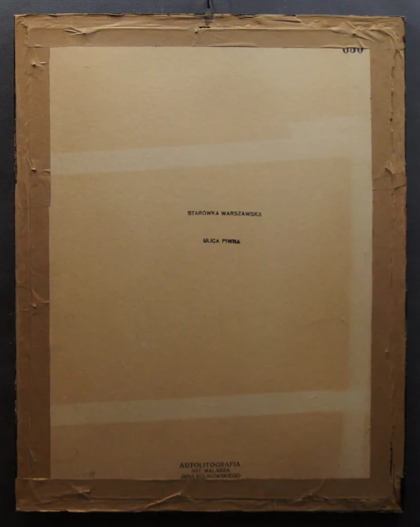 Litografia autorska Jan Kulikowski Warszawska Starówka ulica Piwna