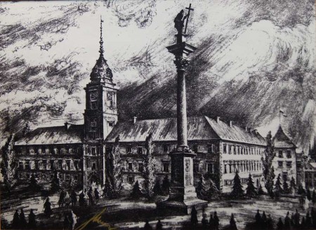 Zamek Królewski w Warszawie Jan Kulikowski autorska litografia