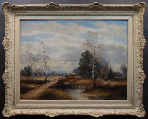 Zwózka snopów pejzaż olejny na płótnie Helmut Stadelhofer