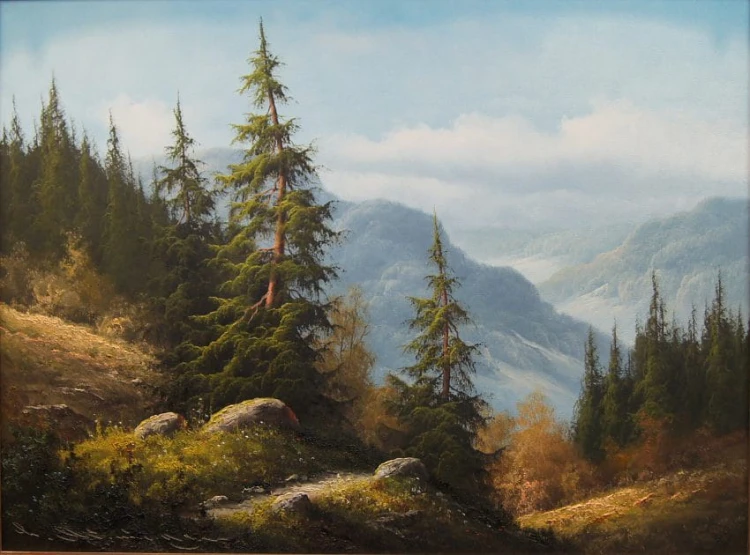 Ludwig Muninger stary obraz olejny w ramie