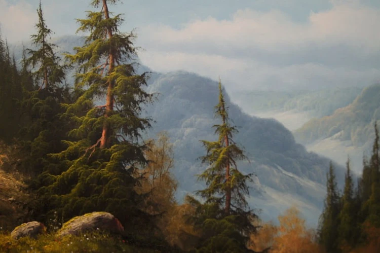 Panorama na Alpy obraz na płótnie Ludwig Muninger