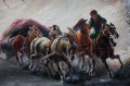 Zaprzęg galopujących koni | malarstwo węgierskie Michael Borbely