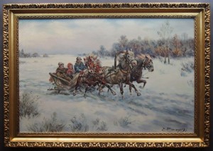 Polskie malarstwo aukcyjne Rozpędzona trojka Edward Pierzyński ☆ 1922