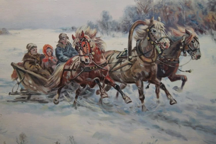 Polskie malarstwo aukcyjne Rozpędzona trojka Edward Pierzyński ☆ 1922