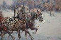 Polskie malarstwo aukcyjne Rozpędzona trojka Edward Pierzyński ☆ 1922