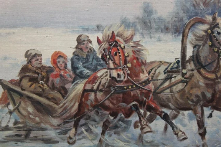 Polskie malarstwo aukcyjne Rozpędzona trojka Edward Pierzyński ☆ 1922