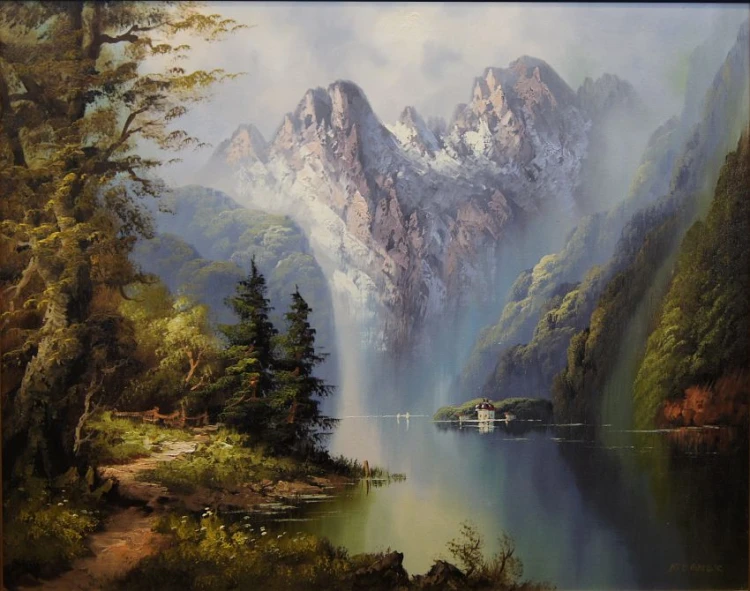 Jezioro Königssee Alpy Bawarskie duży obraz olejny Bogner