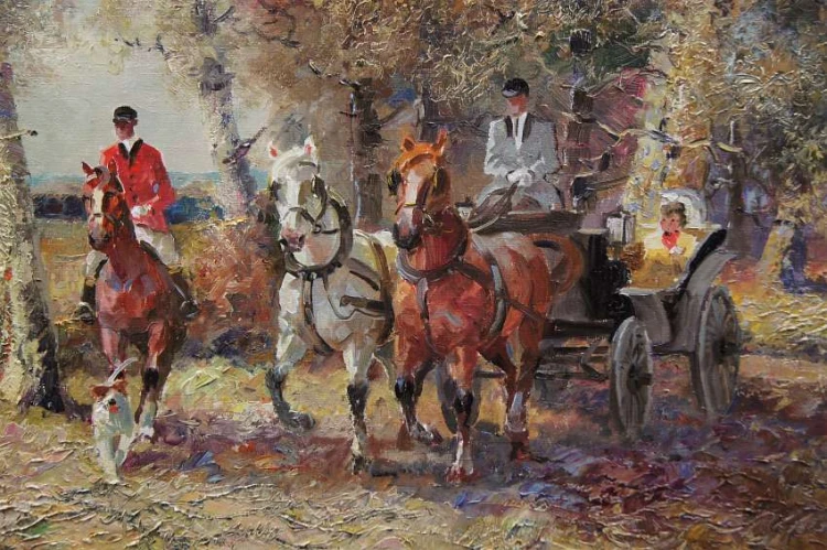 Ludwig Gschossmann malarstwo aukcyjne - Przejażdżka dorożką