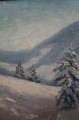 Karkonosze zimą stary obraz olejny