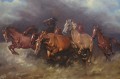 Konie w galopie węgierskie malarstwo aukcyjne Szanto Oszkar