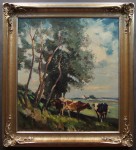 Harry Haerendel * Krowy na pastwisku sielski obraz olejny