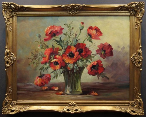 Hedwig Petermann ☆ Przedwojenny obraz olejny ☆ Czerwone maki